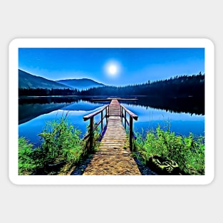 Garibaldi Provincial Park Lakeside Dock Moonlit Night Sticker